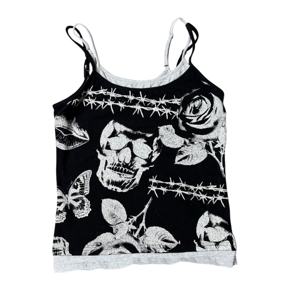 Black and White Skull Print Tank Top